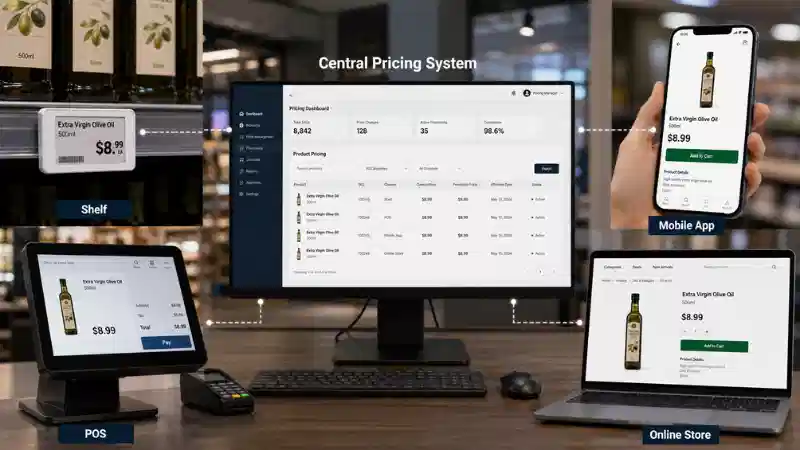 Tính nhất quán về giá của Omnichannel: Cách đồng bộ hóa giá kệ, POS, ứng dụng và giá trực tuyến